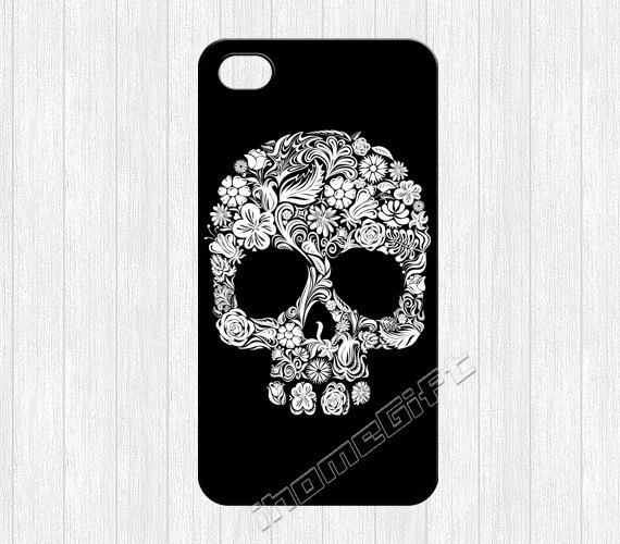 Floral Skull Iphone 4 Case,colorful Floral Skeleton Iphone 4 4g 4s Hard Plastic Rubber Case,cover Skin Case For Iphone 4/4g/4s Cases,more